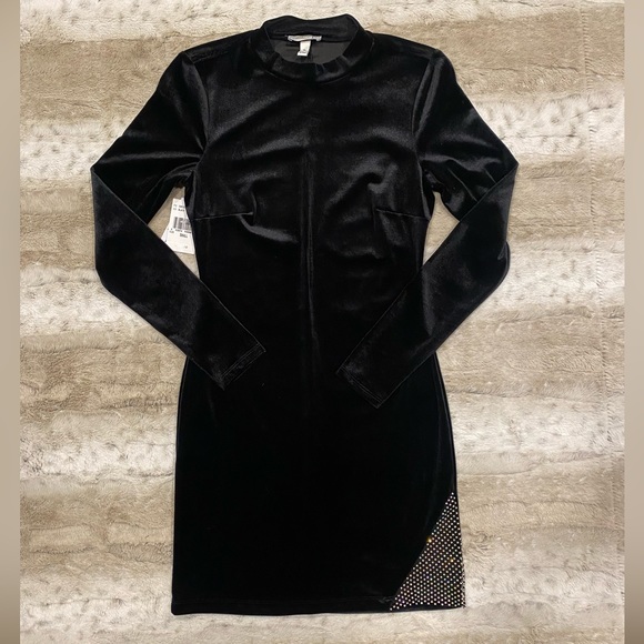 NWT💕Xtraordinary Lon Sleeve Mock Neck Rhinestone Trim Pullover Dress Size S - Picture 6 of 12